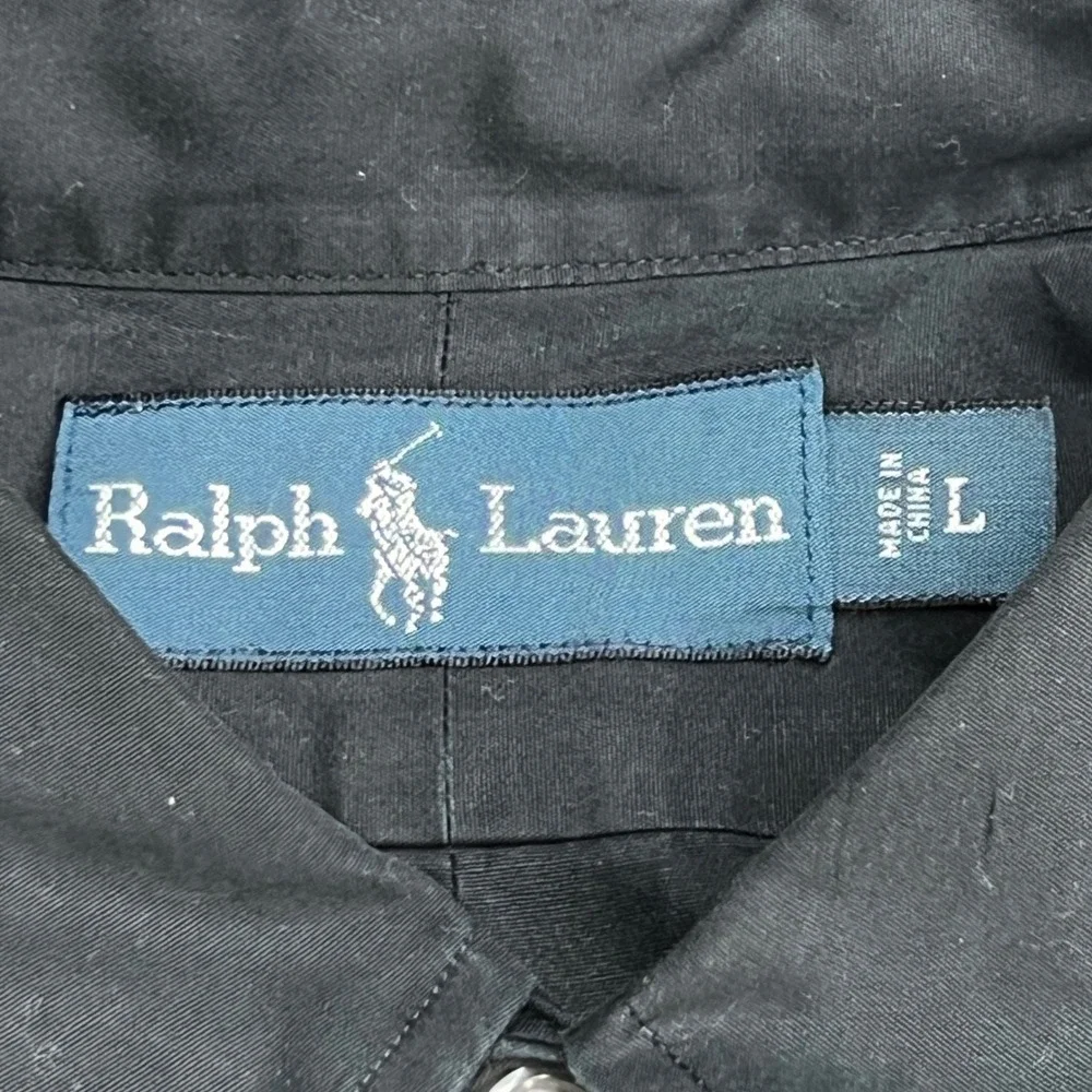 Ralph Lauren Mens Button Down Shirt Large Black Purple Pony Logo Long Sleeve